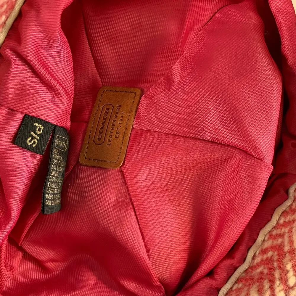 COACH Pink Cream Tweed Wool Blend Hats